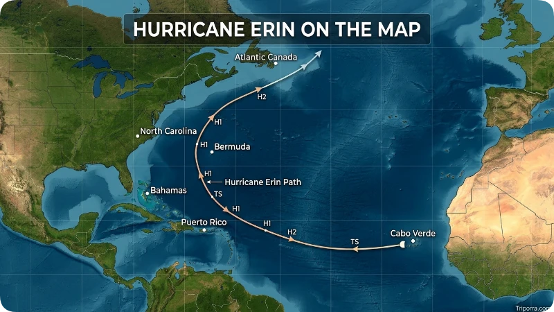 Hurricane Erin on the Map