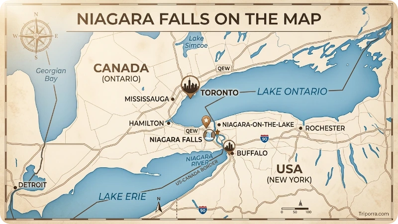 Niagara Falls on the Map