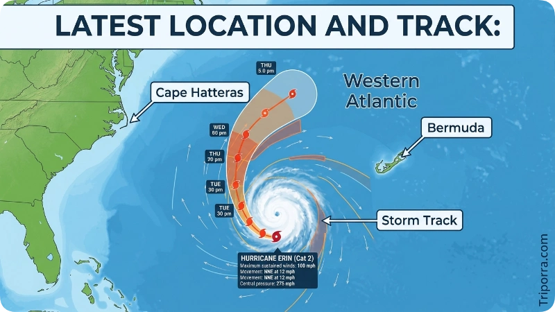 Where Is Hurricane Erin Located?
