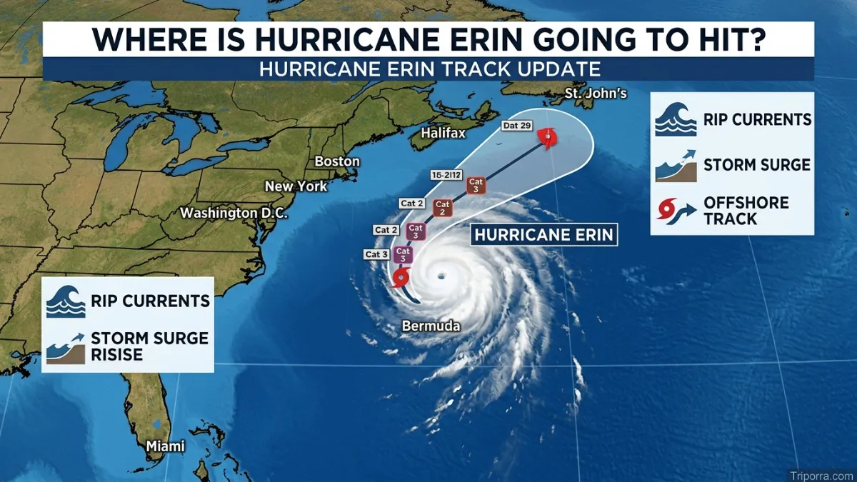where is hurricane erin going to hit