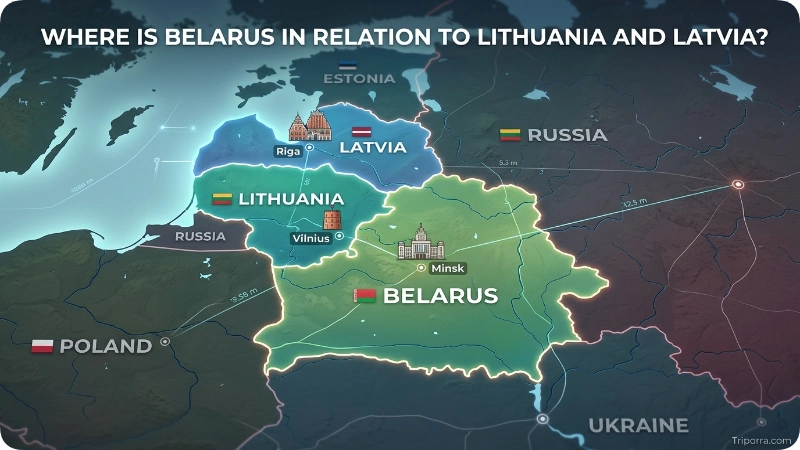 Where Is Belarus in Relation to Lithuania and Latvia?