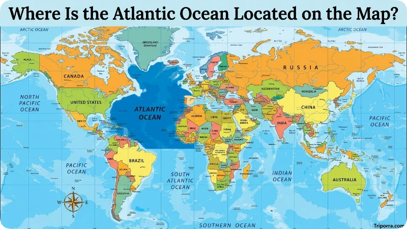 Where Is the Atlantic Ocean Located on the Map?