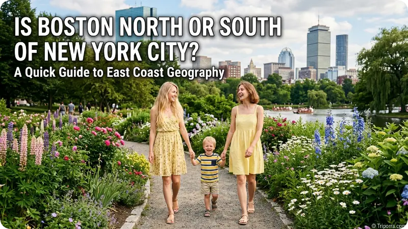 Is Boston North or South of New York City?