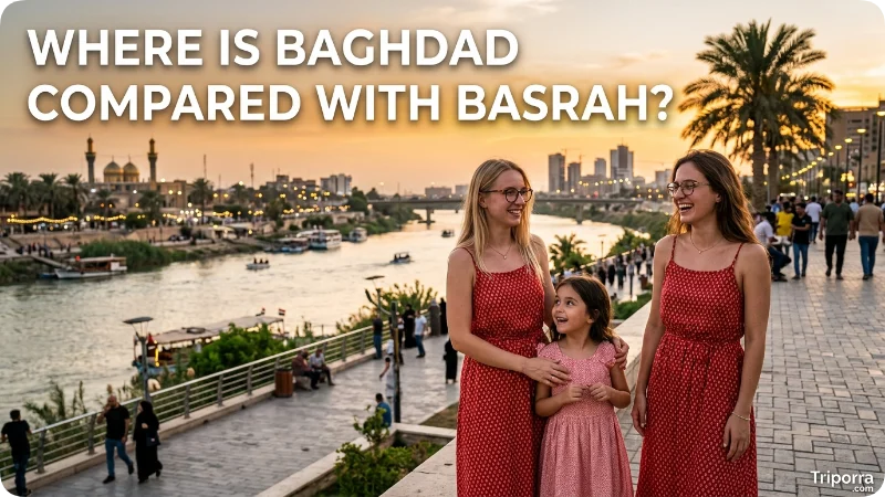 Where Is Baghdad Compared With Basrah?